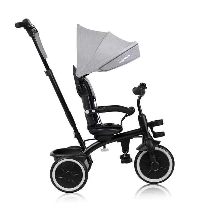 Tricicleta copii, Lionelo, Berry, 2 in 1, Multifunctionala, Suport picioare, Control al directiei, Scaun reversibil, Rotire 360 grade, Functie de roata libera, Utilizare pana la 5 ani, Constructie din otel, Conform cu standardul EN71, Gri BYNLO-BERRY_GREY