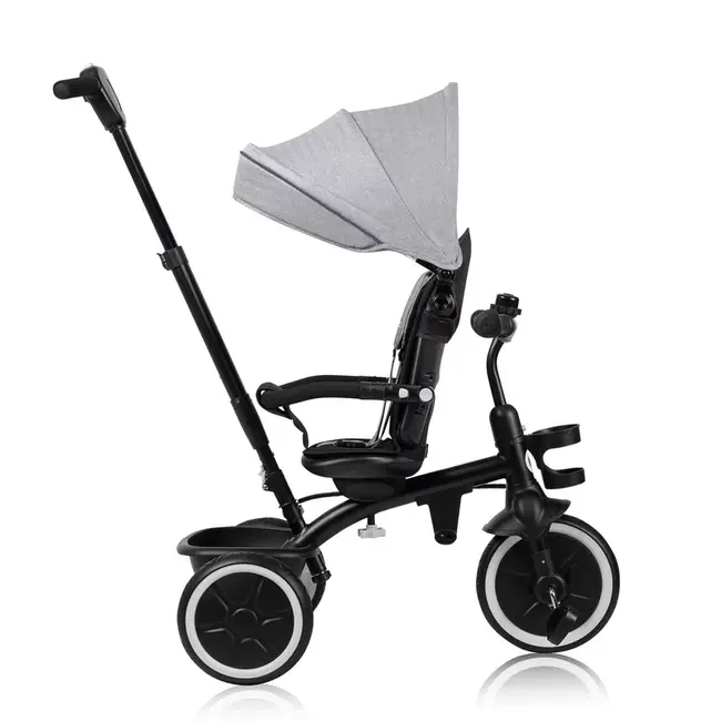 Tricicleta copii, Lionelo, Berry, 2 in 1, Multifunctionala, Suport picioare, Control al directiei, Scaun reversibil, Rotire 360 grade, Functie de roata libera, Utilizare pana la 5 ani, Constructie din otel, Conform cu standardul EN71, Gri BYNLO-BERRY_GREY
