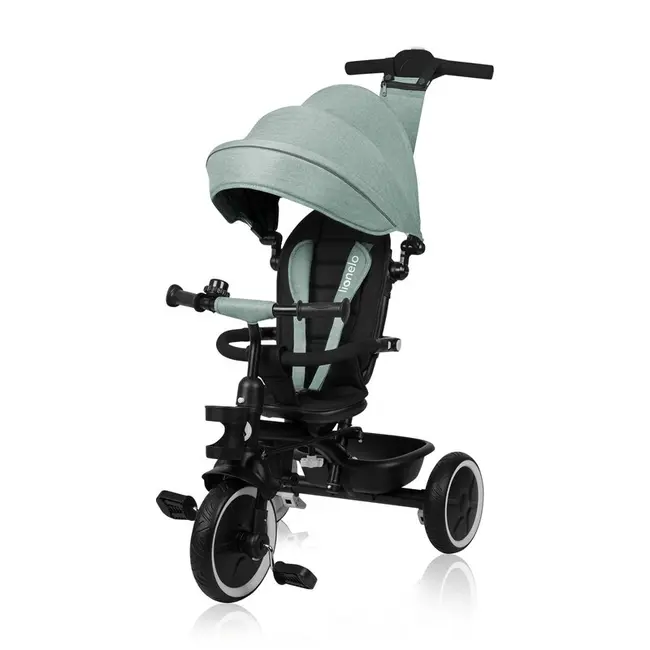 Tricicleta copii, Lionelo, Berry, 2 in 1, Multifunctionala, Suport picioare, Control al directiei, Scaun reversibil, Rotire 360 grade, Functie de roata libera, Utilizare pana la 5 ani, Constructie din otel, Conform cu standardul EN71, Verde BYNLO-BERRY_GR