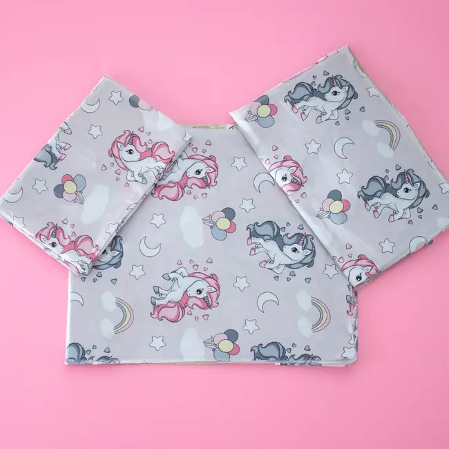 Lenjerie pat bebe 120x60 cm bumbac ranforce 3 piese Unicorni - ASC6427968020743