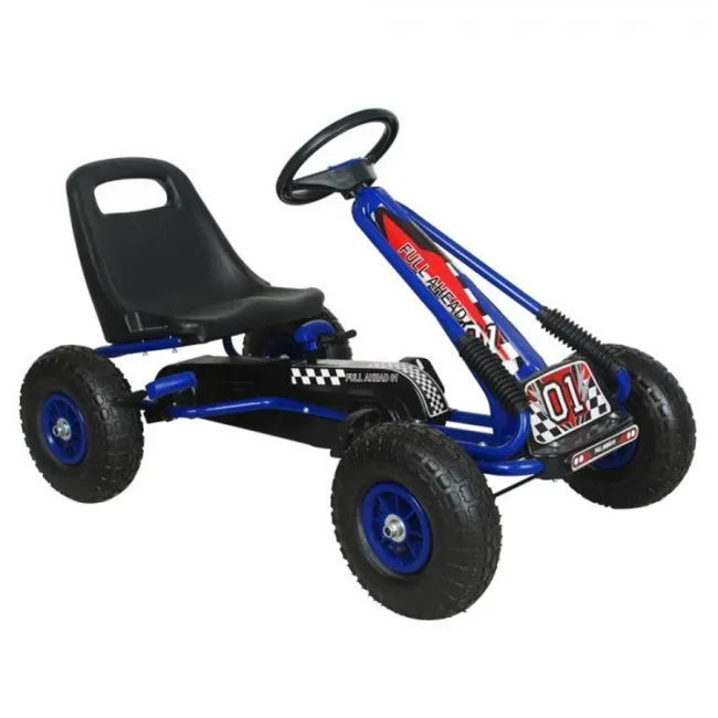 Kart cu pedale, volan si roti gonflabile racer air kidscare, albastru