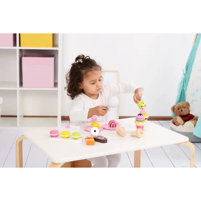 Set de joaca 25 piese din lemn pentru inghetata lelin l40105