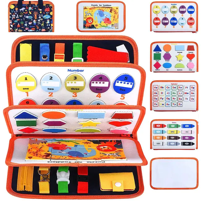 Carte senzoriala textila montessori cu multiple activitati pentru copii mici kidscare