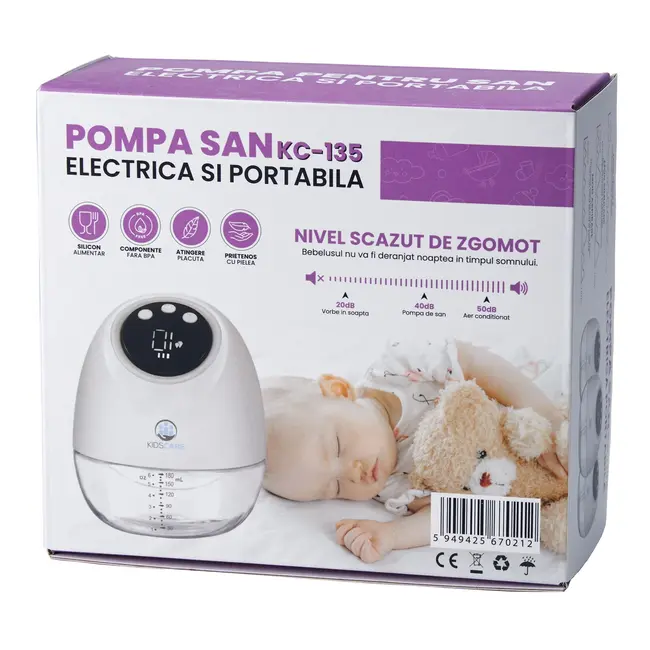 Pompa de san electrica si portabila kidscare, hands free, sub sutien, cu 10 niveluri de aspiratie si 10 niveluri de masaj