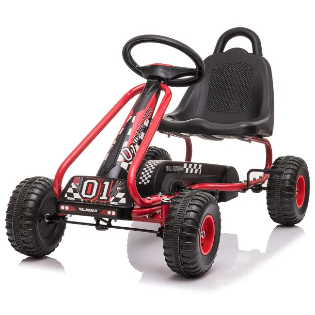 Kart cu pedale pentru copii g201 kidscare, culoare rosu, frana de mana, pentru 3-6 ani, scaun reglabil