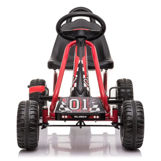 Kart cu pedale pentru copii g201 kidscare, culoare rosu, frana de mana, pentru 3-6 ani, scaun reglabil