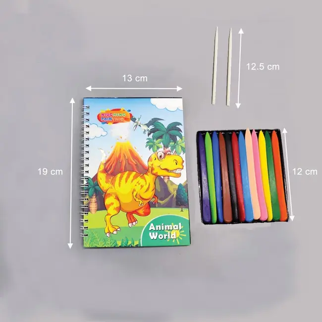 Set 4 caiete de colorat razuibile cu diverse teme si cu 12 culori, rechizite scolare, multicolor, 19 cm x 13 cm