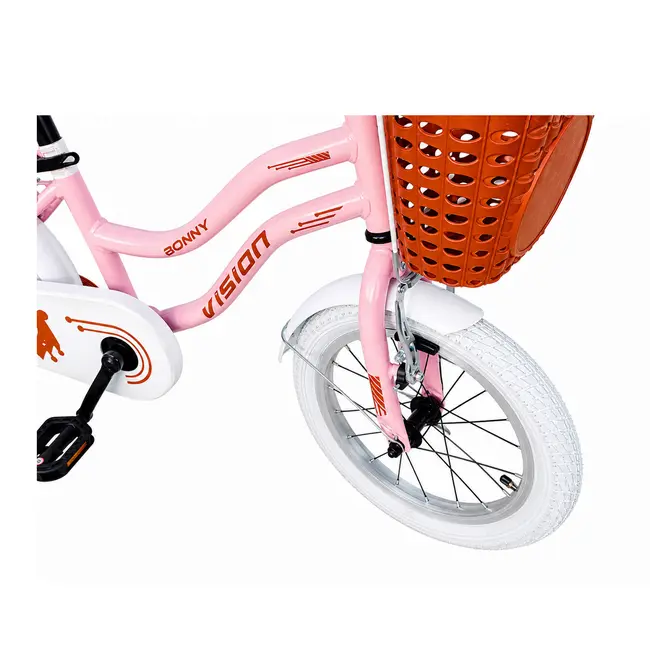Bicicleta pentru copii bonny&nbsp;light&nbsp;pembe belderia roti 16 inch, roti ajutatoare, cu portbagaj si cosulet