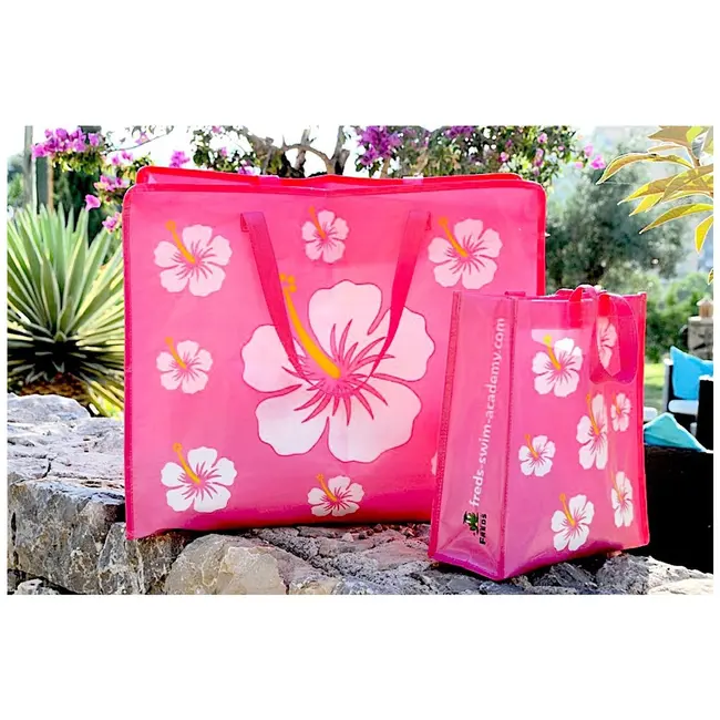 Geanta mare de plaja cu model hibiscus, 55 x 20 x 45 cm freds swim academy
