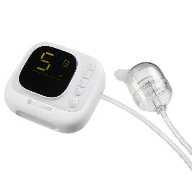 Aspirator nazal electric kidscare, 9 trepte absorbtie, 4 varfuri, melodii pentru copii, lumina de veghe, acumulator inclus
