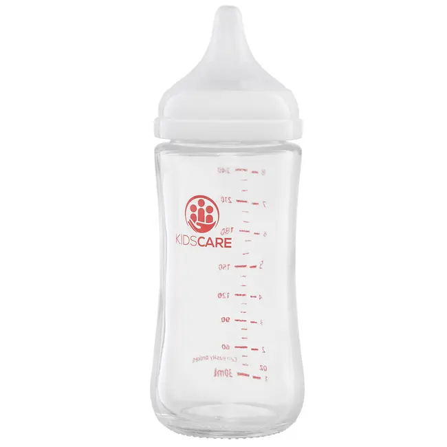 Biberon din sticla borosilicat 240 ml kidscare cu tetina din silicon
