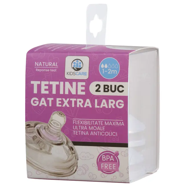 Set tetine din silicon kidscare &ndash; 2 bucati, marimi 1-2 luni, fara bpa