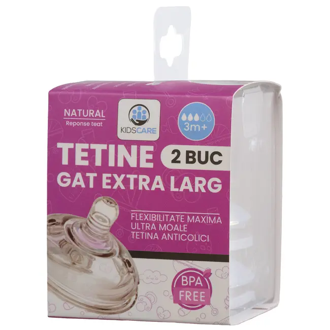Set tetine din silicon kidscare &ndash; 2 bucati, marimi 3 luni+, fara bpa