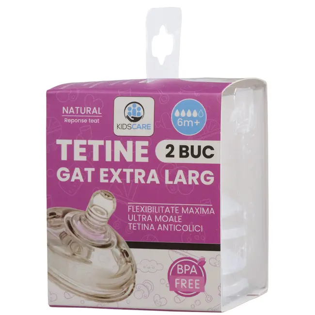 Set tetine din silicon kidscare &ndash; 2 bucati, marimi 6 luni+, fara bpa