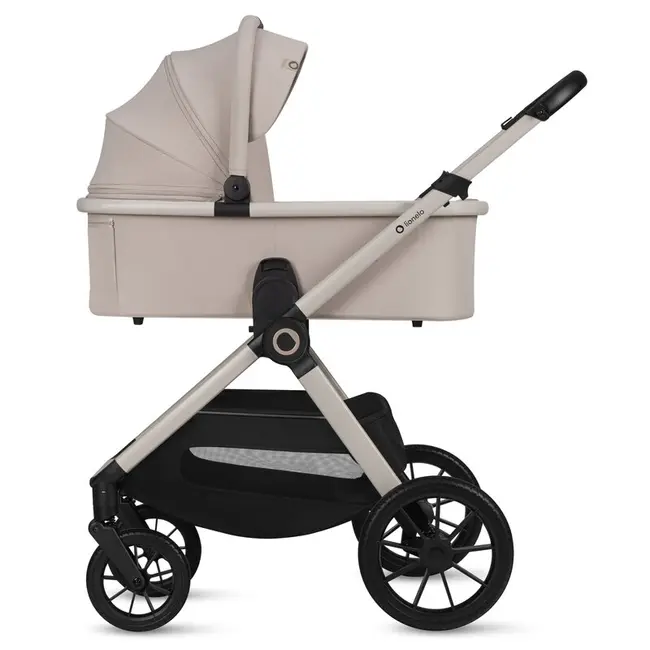 Carucior 2 in 1, Lionelo, Layla, Pana la 22 kg, Cadru aluminiu, Cu landou intarit si salteluta din spuma AirDots, Reversibil, Cu ventilatie 3D, Cu accesorii, EN1888-1, EN1888-2, EN1466, Bej BYNLO-LAYLA_2IN1_BEIGE_SAND