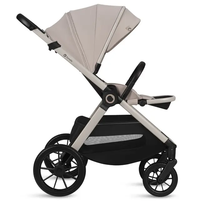 Carucior 2 in 1, Lionelo, Layla, Pana la 22 kg, Cadru aluminiu, Cu landou intarit si salteluta din spuma AirDots, Reversibil, Cu ventilatie 3D, Cu accesorii, EN1888-1, EN1888-2, EN1466, Bej BYNLO-LAYLA_2IN1_BEIGE_SAND