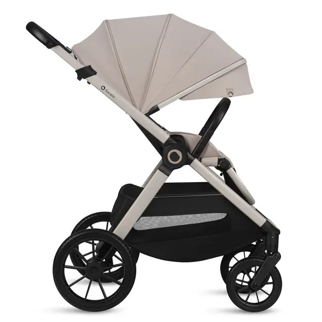 Carucior 2 in 1, Lionelo, Layla, Pana la 22 kg, Cadru aluminiu, Cu landou intarit si salteluta din spuma AirDots, Reversibil, Cu ventilatie 3D, Cu accesorii, EN1888-1, EN1888-2, EN1466, Bej BYNLO-LAYLA_2IN1_BEIGE_SAND