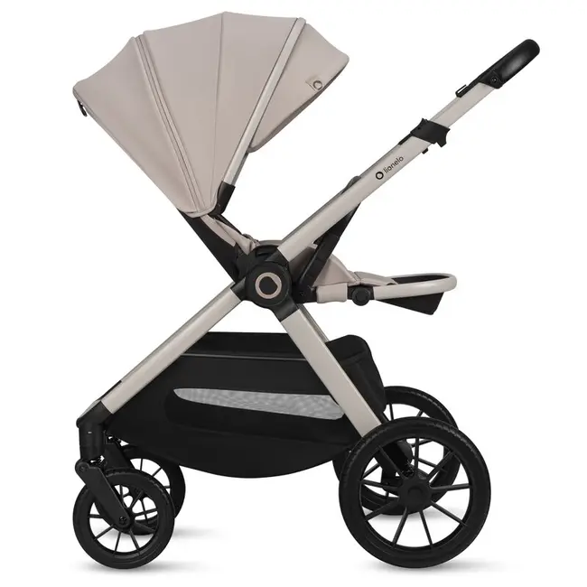 Carucior 2 in 1, Lionelo, Layla, Pana la 22 kg, Cadru aluminiu, Cu landou intarit si salteluta din spuma AirDots, Reversibil, Cu ventilatie 3D, Cu accesorii, EN1888-1, EN1888-2, EN1466, Bej BYNLO-LAYLA_2IN1_BEIGE_SAND