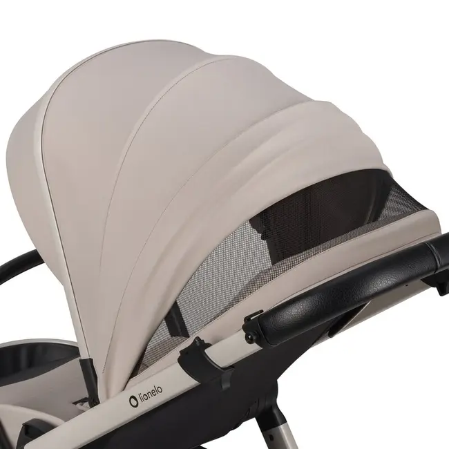 Carucior 2 in 1, Lionelo, Layla, Pana la 22 kg, Cadru aluminiu, Cu landou intarit si salteluta din spuma AirDots, Reversibil, Cu ventilatie 3D, Cu accesorii, EN1888-1, EN1888-2, EN1466, Bej BYNLO-LAYLA_2IN1_BEIGE_SAND