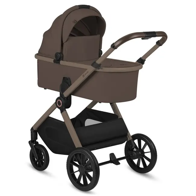 Carucior 2 in 1, Lionelo, Layla, Pana la 22 kg, Cadru aluminiu, Cu landou intarit si salteluta din spuma AirDots, Reversibil, Cu ventilatie 3D, Cu accesorii, EN1888-1-2, EN1466, Maro BYNLO-LAYLA_2IN1_BEIGE_TAUPE