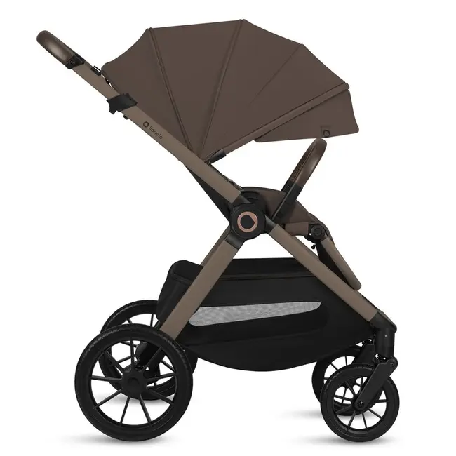 Carucior 2 in 1, Lionelo, Layla, Pana la 22 kg, Cadru aluminiu, Cu landou intarit si salteluta din spuma AirDots, Reversibil, Cu ventilatie 3D, Cu accesorii, EN1888-1-2, EN1466, Maro BYNLO-LAYLA_2IN1_BEIGE_TAUPE