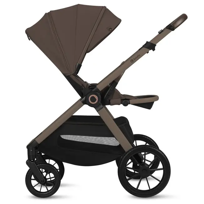 Carucior 2 in 1, Lionelo, Layla, Pana la 22 kg, Cadru aluminiu, Cu landou intarit si salteluta din spuma AirDots, Reversibil, Cu ventilatie 3D, Cu accesorii, EN1888-1-2, EN1466, Maro BYNLO-LAYLA_2IN1_BEIGE_TAUPE