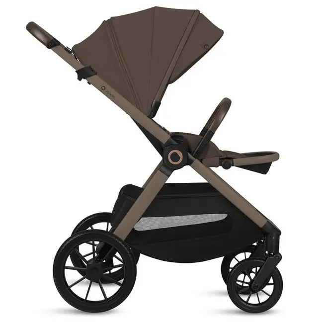 Carucior 2 in 1, Lionelo, Layla, Pana la 22 kg, Cadru aluminiu, Cu landou intarit si salteluta din spuma AirDots, Reversibil, Cu ventilatie 3D, Cu accesorii, EN1888-1-2, EN1466, Maro BYNLO-LAYLA_2IN1_BEIGE_TAUPE