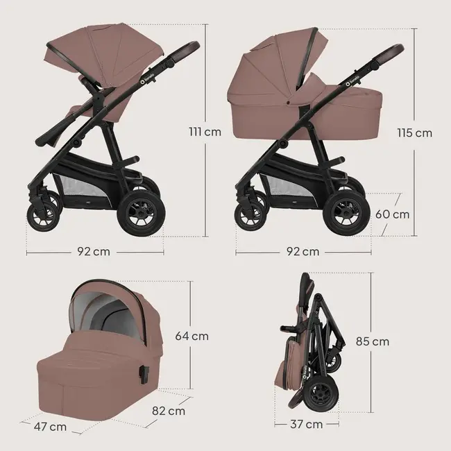 Carucior 3 in 1, Lionelo, Bianka, Transformabil, Cadru aluminiu, Cu landou si salteluta moale, Cu scoica auto, Cu multiple accesorii, Sustine 22 kg, 0 luni+, EN1466:2014+AC:2015, EN1888, Bej Taupe BYNLO-BIANKA_3IN1_BEIGE_TAUPE
