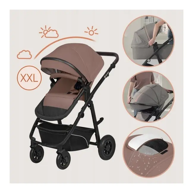 Carucior 3 in 1, Lionelo, Bianka, Transformabil, Cadru aluminiu, Cu landou si salteluta moale, Cu scoica auto, Cu multiple accesorii, Sustine 22 kg, 0 luni+, EN1466:2014+AC:2015, EN1888, Bej Taupe BYNLO-BIANKA_3IN1_BEIGE_TAUPE