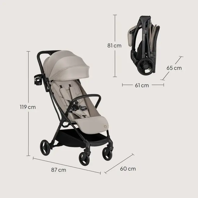 Carucior sport, Lionelo, Agia, 7.3 kg, Ultracompact, Pliere rapida cu o mana, Suport pentru biberon inclus, Sezutul lat si confortabil, 6-48 luni, Sustine 22 kg, Bej BYNLO-AGIA_BEIGE_SAND