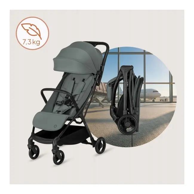 Carucior sport, Lionelo, Agia, 7.3 kg, Ultracompact, Pliere rapida cu o mana, Suport pentru biberon inclus, Sezutul lat si confortabil, 6-48 luni, Sustine 22 kg, Verde BYNLO-AGIA_GREEN_SAGE