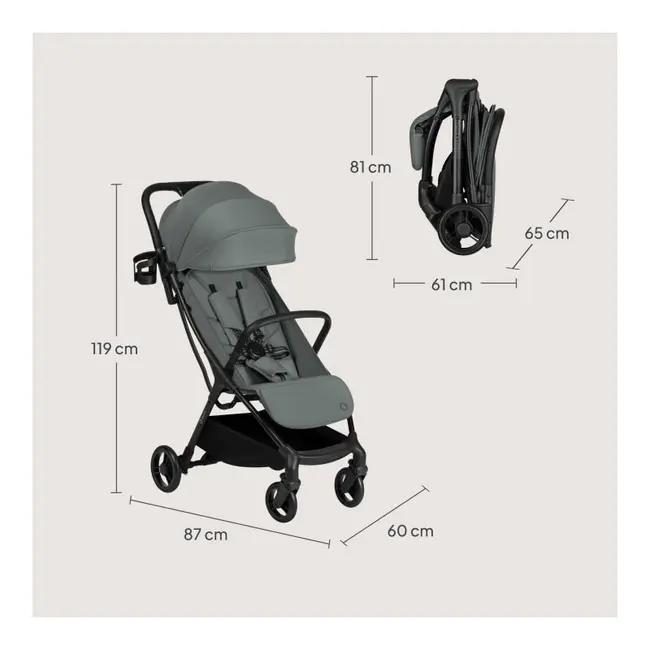 Carucior sport, Lionelo, Agia, 7.3 kg, Ultracompact, Pliere rapida cu o mana, Suport pentru biberon inclus, Sezutul lat si confortabil, 6-48 luni, Sustine 22 kg, Verde BYNLO-AGIA_GREEN_SAGE