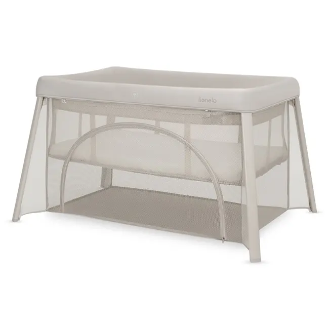 Patut multifunctional, Lionelo, Mila, 2 in 1, Saltea 4 cm cu spuma T25, 2 niveluri de inaltime, Pliere rapida, Intrare laterala, Geanta de transport inclusa, 0-36 luni, Pana la 15 kg, Bej BYNLO-MILA_BEIGE_CREAM