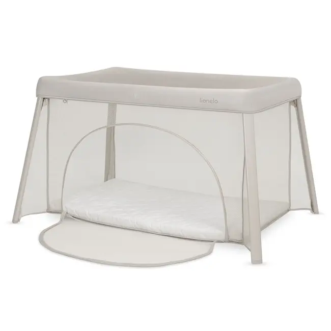 Patut multifunctional, Lionelo, Mila, 2 in 1, Saltea 4 cm cu spuma T25, 2 niveluri de inaltime, Pliere rapida, Intrare laterala, Geanta de transport inclusa, 0-36 luni, Pana la 15 kg, Bej BYNLO-MILA_BEIGE_CREAM