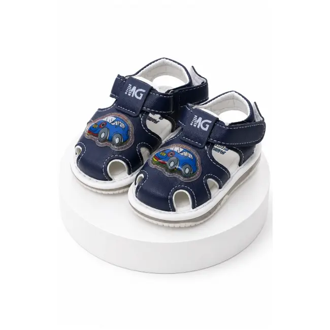Sandale bleumarin cu luminite, talpa flexibila - masinuta sndn5-17