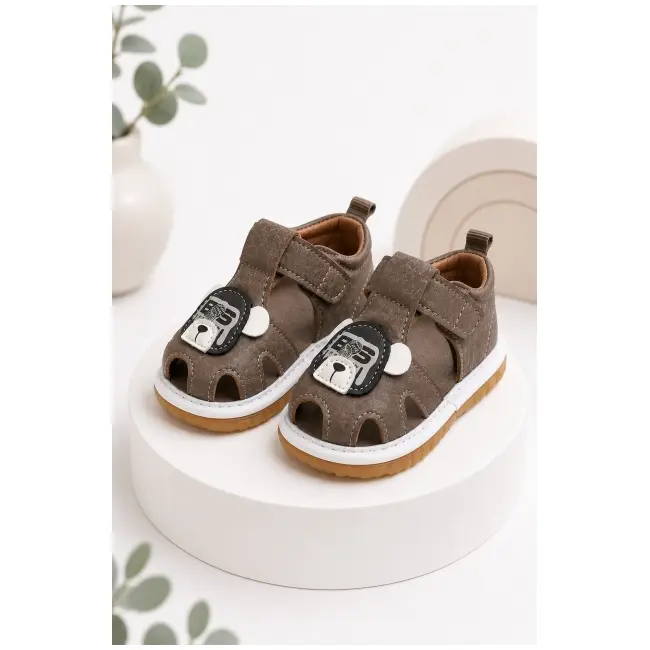 Sandale cu piuitoare si talpa flexibila - ursulet cu urechiuse 3d sndn5-18