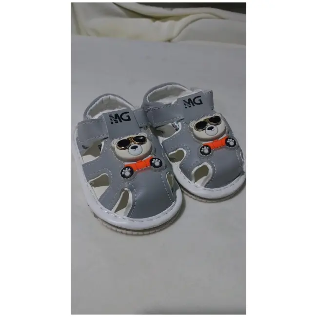 Sandale gri cu luminite, talpa flexibila - ursulet cool sndn5-24