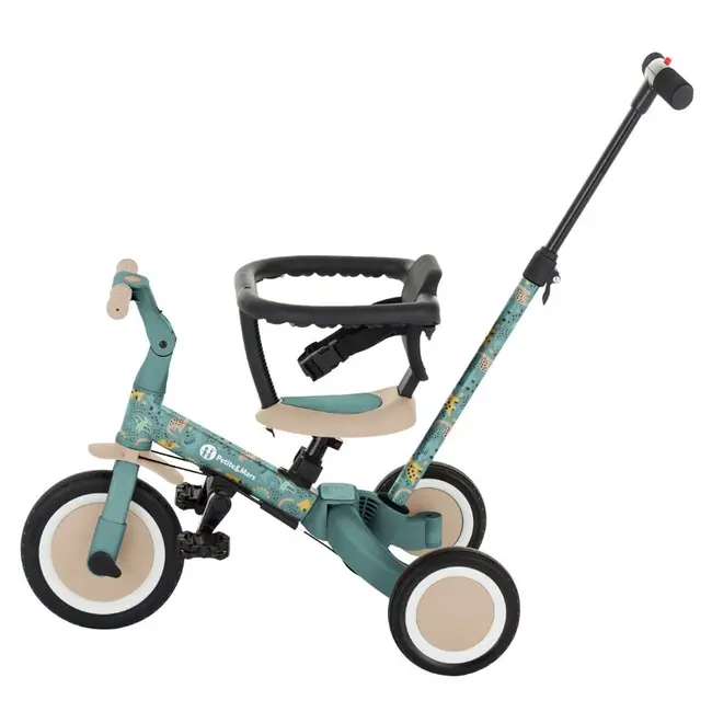 Tricicleta, Petite&Mars, Turbo, Editie limitata, 5 in 1, Multifunctionala, Vehicul de impins, Bicicleta cu/fara pedale, Cu maner de ghidaj, Detasabil, Roti din cauciuc, Pana la 25 kg, 1.5-5 ani, Dino Park BYN613383