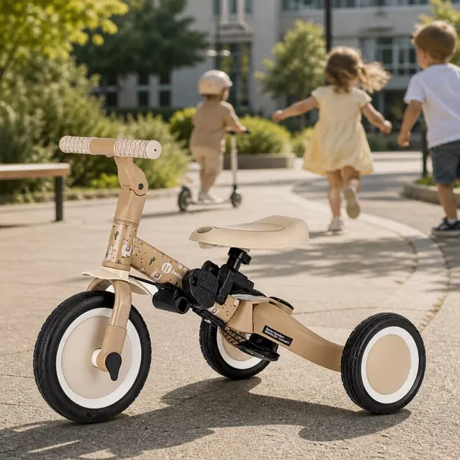 Tricicleta, Petite&Mars, Turbo, Editie limitata, 5 in 1, Multifunctionala, Vehicul de impins, Bicicleta cu/fara pedale, Cu maner de ghidaj, Detasabil, Roti din cauciuc, Pana la 25 kg, 1.5-5 ani, Llama Vibes BYN613365
