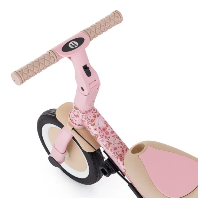 Tricicleta, Petite&Mars, Turbo, Editie limitata, 5 in 1, Multifunctionala, Vehicul de impins, Bicicleta cu/fara pedale, Cu maner de ghidaj, Detasabil, Roti din cauciuc, Pana la 25 kg, 1.5-5 ani, Rosy Wilderness BYN613359