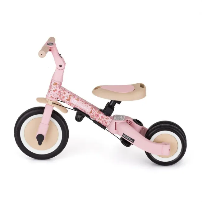 Tricicleta, Petite&Mars, Turbo, Editie limitata, 5 in 1, Multifunctionala, Vehicul de impins, Bicicleta cu/fara pedale, Cu maner de ghidaj, Detasabil, Roti din cauciuc, Pana la 25 kg, 1.5-5 ani, Rosy Wilderness BYN613359