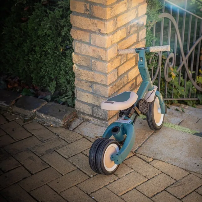 Tricicleta, Petite&Mars, Turbo, Editie limitata, 5 in 1, Multifunctionala, Vehicul de impins, Bicicleta cu/fara pedale, Cu maner de ghidaj, Detasabil, Roti din cauciuc, Pana la 25 kg, 1.5-5 ani, Rosy Wilderness BYN613359