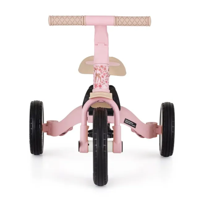 Tricicleta, Petite&Mars, Turbo, Editie limitata, 5 in 1, Multifunctionala, Vehicul de impins, Bicicleta cu/fara pedale, Cu maner de ghidaj, Detasabil, Roti din cauciuc, Pana la 25 kg, 1.5-5 ani, Rosy Wilderness BYN613359