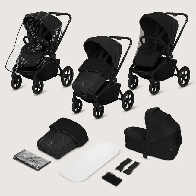 Carucior 2 in 1, Lionelo, Freya, Landou si salteluta ventilate, Pliabil, Reglare spatar-3 pozitii, Suport de picioare-4 pozitii, Maner reglabil-3 pozitii, Adaptori inclusi compatibili cu Cybex, Maxi-Cosi, Kiddy, Avionaut, Sustine 22 kg, 0luni+, Negru BYNL