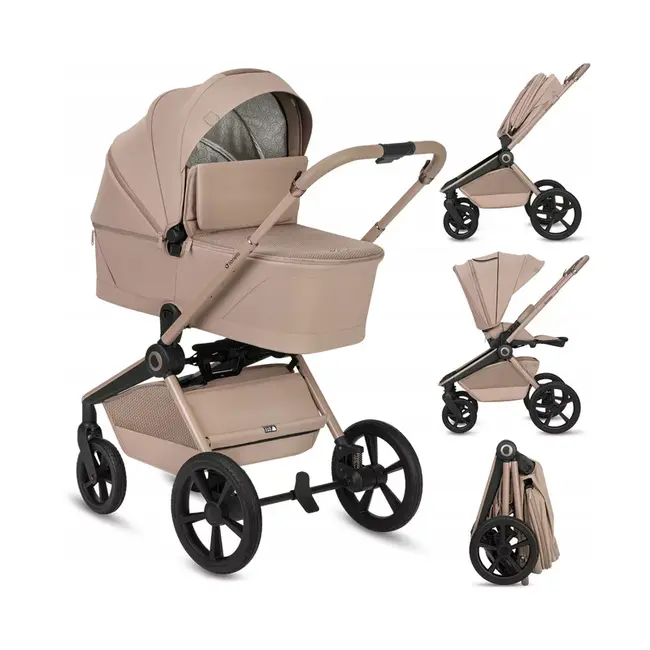 Carucior 2 in 1, Lionelo, Freya, Landou si salteluta ventilate, Pliabil, Reglare spatar-3 pozitii, Suport de picioare-4 pozitii, Maner reglabil-3 pozitii, Adaptori inclusi compatibili cu Cybex, Maxi-Cosi, Kiddy, Avionaut, Sustine 22 kg, 0luni+, Bej BYNLO