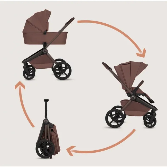 Carucior 2 in 1, Lionelo, Freya, Landou si salteluta ventilate, Pliabil, Reglare spatar-3 pozitii, Suport de picioare-4 pozitii, Maner reglabil-3 pozitii, Adaptori inclusi compatibili cu Cybex, Maxi-Cosi, Kiddy, Avionaut, Sustine 22 kg, 0luni+, Maro BYNLO