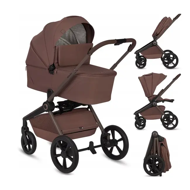 Carucior 2 in 1, Lionelo, Freya, Landou si salteluta ventilate, Pliabil, Reglare spatar-3 pozitii, Suport de picioare-4 pozitii, Maner reglabil-3 pozitii, Adaptori inclusi compatibili cu Cybex, Maxi-Cosi, Kiddy, Avionaut, Sustine 22 kg, 0luni+, Maro BYNLO