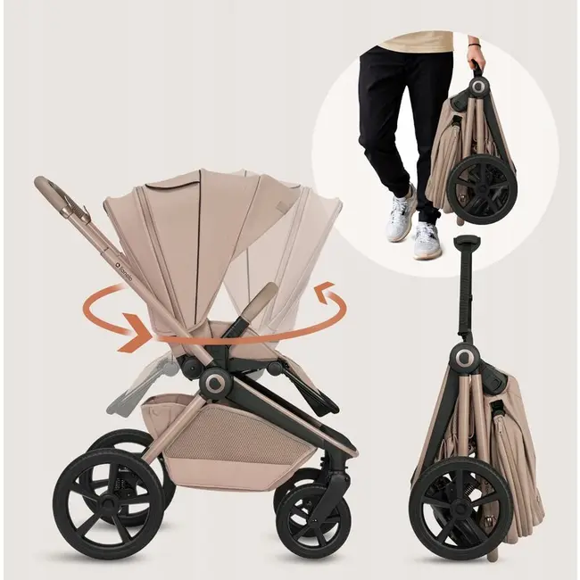 Carucior 3 in 1, Lionelo, Freya, Cu scoica ADAC, Landou si salteluta ventilate, Pliabil, Reglare spatar in 3 pozitii, Suport de picioare in 4 pozitii, Maner reglabil in 3 pozitii, Sustine 22 kg, Cu accesorii, 0 luni+, Bej BYNLO-FREYA_3IN1_BEIGE_SAND