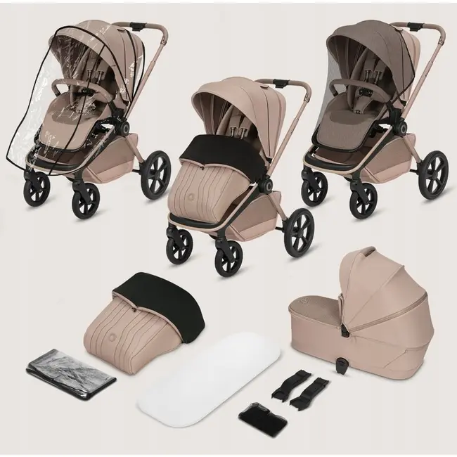 Carucior 3 in 1, Lionelo, Freya, Cu scoica ADAC, Landou si salteluta ventilate, Pliabil, Reglare spatar in 3 pozitii, Suport de picioare in 4 pozitii, Maner reglabil in 3 pozitii, Sustine 22 kg, Cu accesorii, 0 luni+, Bej BYNLO-FREYA_3IN1_BEIGE_SAND