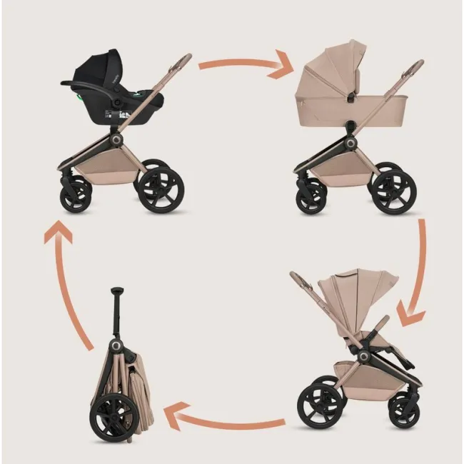 Carucior 3 in 1, Lionelo, Freya, Cu scoica ADAC, Landou si salteluta ventilate, Pliabil, Reglare spatar in 3 pozitii, Suport de picioare in 4 pozitii, Maner reglabil in 3 pozitii, Sustine 22 kg, Cu accesorii, 0 luni+, Bej BYNLO-FREYA_3IN1_BEIGE_SAND